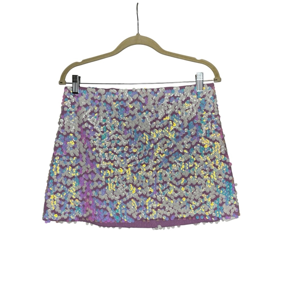 Maje Jirene Sequined Mini Skirt M Violet - Picture 2 of 9